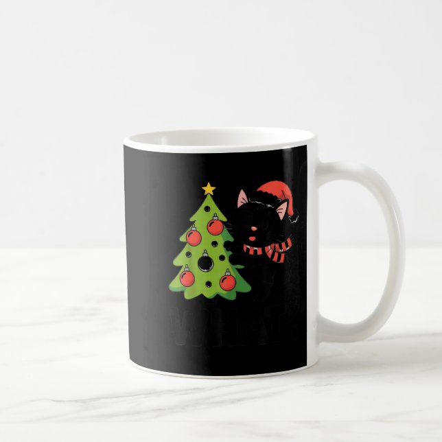 Funny Black Ca Pushing Christmas Tree Over Cat Wha Kaffemugg (Höger)