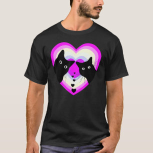 Funny Black Cat Alla hjärtans dag Cat lite Retro T Shirt
