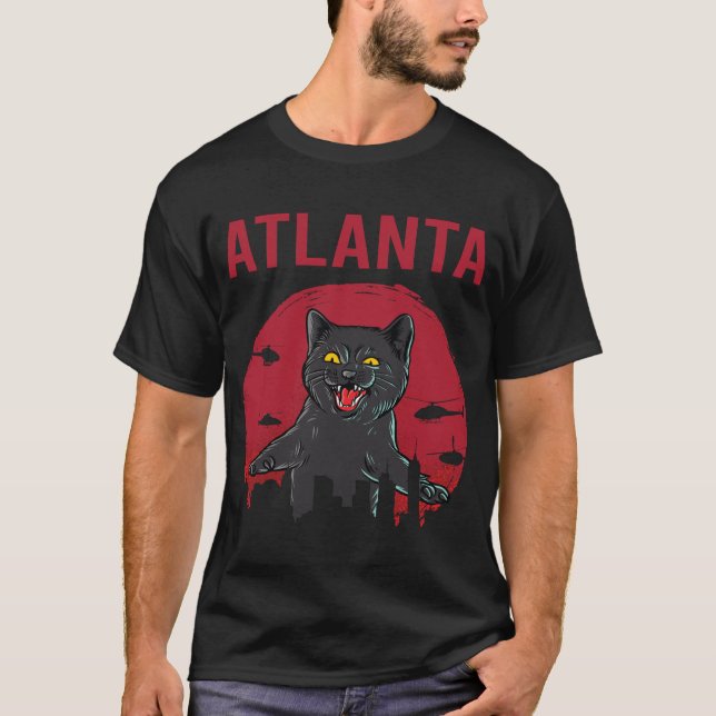 Funny Black Cat Atlanta T Shirt (Framsida)