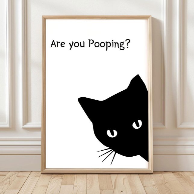 Funny Black Cat Bathroom Print: 'Are You Pooping?' Poster (Skapare uppladdad)