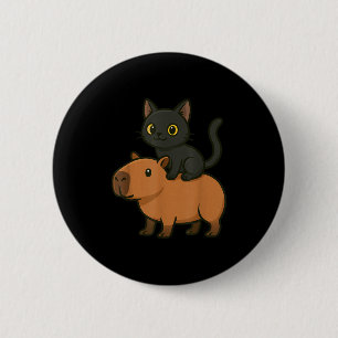Funny Black Cat Capybara Animal Lover Mamma Pappa Knapp
