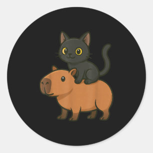 Funny Black Cat Capybara Animal Lover Mamma Pappa Runt Klistermärke