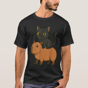 Funny Black Cat Capybara Animal Lover Mamma Pappa T Shirt