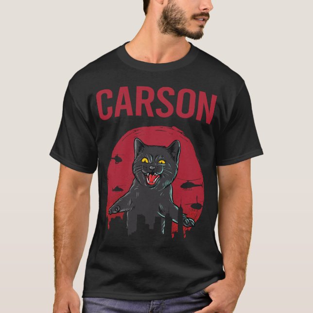Funny Black Cat Carson T Shirt (Framsida)