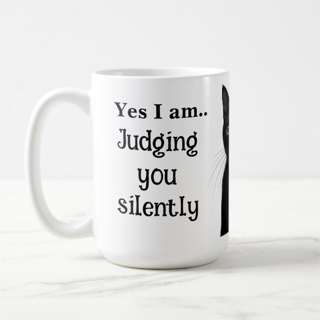 Funny Black Cat Ceramic Mugg (Vänster)