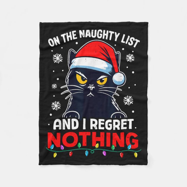 Funny Black Cat Christmas I Regret Nothing Cats Lo Fleecefilt (Framsidan)
