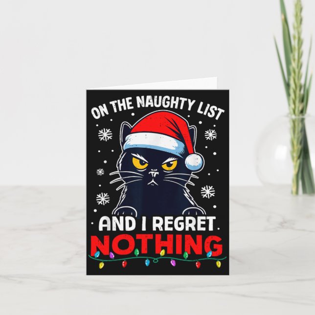 Funny Black Cat Christmas I Regret Nothing Cats Lo Kort (Framsida)