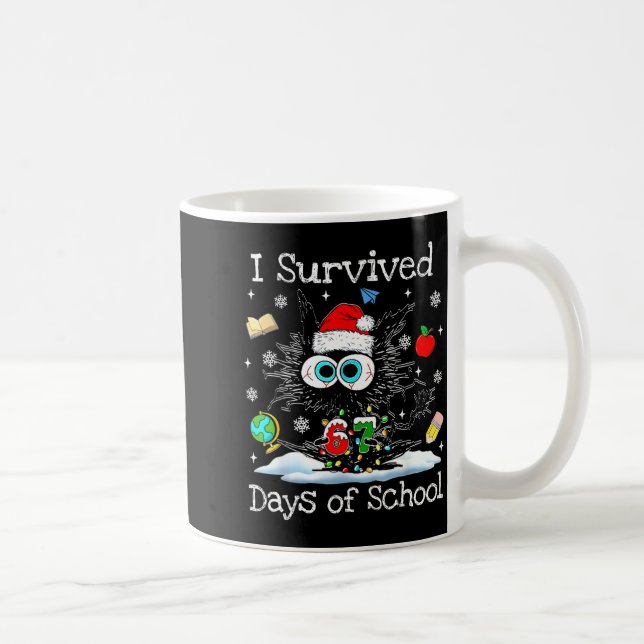 Funny Black Cat Christmas I Survived 67 Days Of Sc Kaffemugg (Höger)