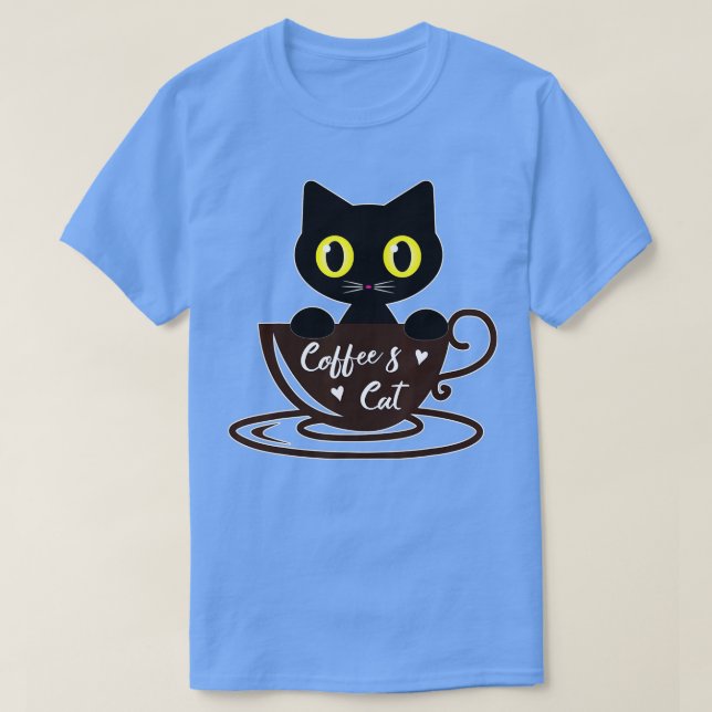 Funny Black Cat Coffee Mugg Cat Lover Boy T Shirt (Design framsida)