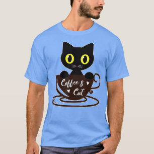 Funny Black Cat Coffee Mugg Cat Lover Boy T Shirt