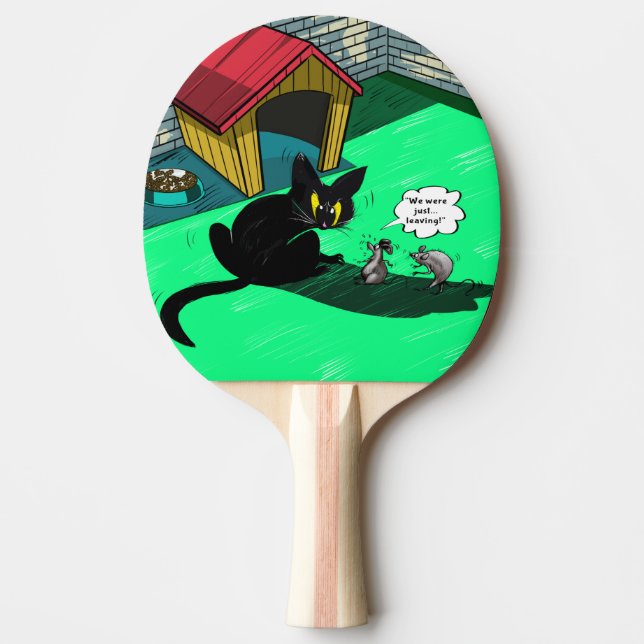  Funny Black Cat Comic Ping Pong Paddle Pingisracket (Framsidan)