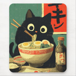 Funny Black Cat Eating Ramen Musmatta