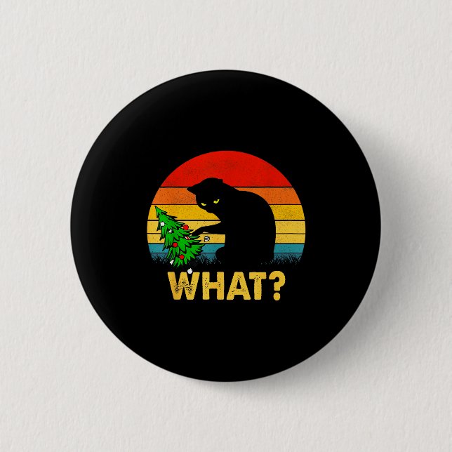 Funny Black Cat Gift Pushing Christmas Tree Over C Knapp (Framsida)