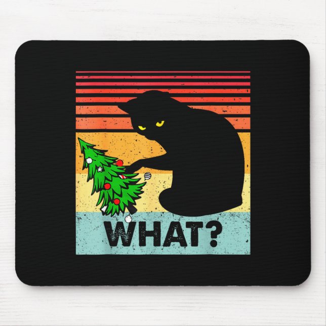 Funny Black Cat Gift Pushing Christmas Tree Over C Musmatta (Framsidan)