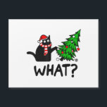 Funny Black Cat Gift Pushing Julgran over C<br><div class="desc">Lusnyt svart kattgåva som trycker på Julgran över katt</div>