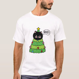 Funny Black Cat Gift Pushing Julgran T Shirt