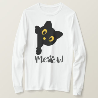 Funny Black Cat Gult Ögon T Shirt