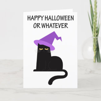 Funny Black Cat Halloween Helgkort