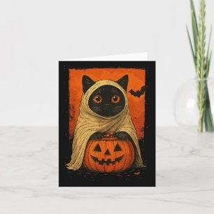 Funny Black Cat Halloween Pumpkin Spooky Ghost Cos Kort