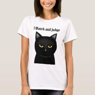 Funny Black Cat I tittar på och domare Cat Lover-p T Shirt