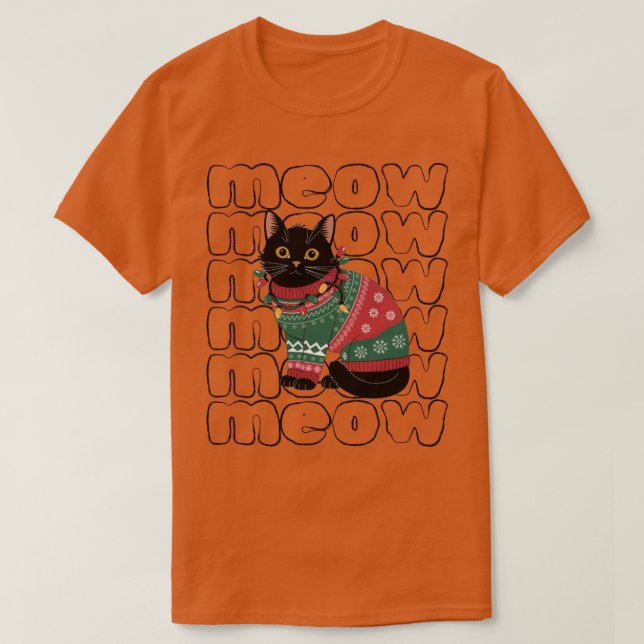 Funny Black Cat-jul T Shirt (Design framsida)