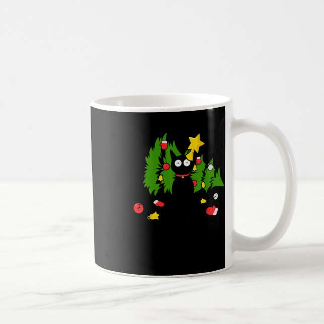 Funny Black Cat Julgran God jul Humor Ca Kaffemugg (Höger)