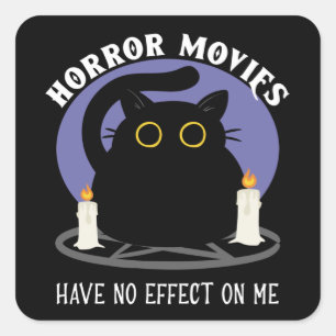 Funny Black Cat Kärlek Horror Movie Fyrkantigt Klistermärke