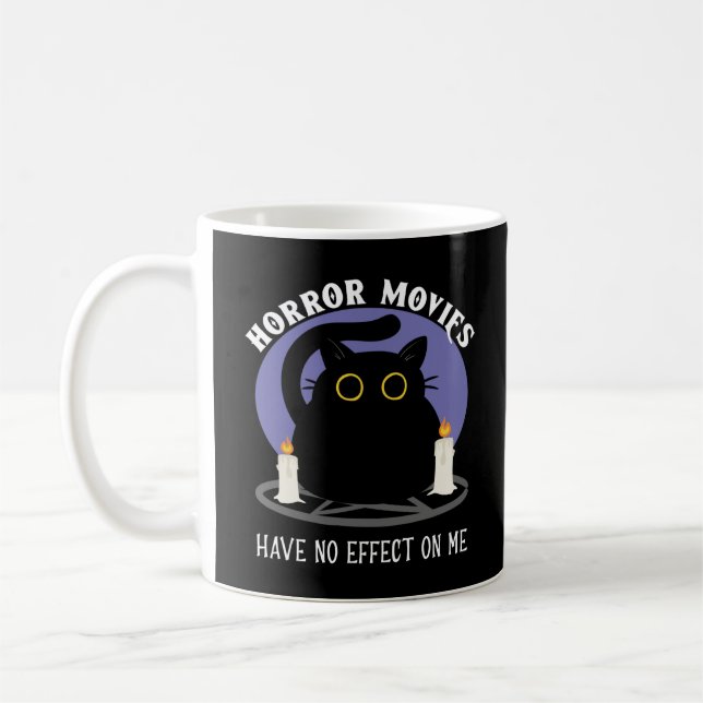 Funny Black Cat Kärlek Horror Movie Kaffemugg (Vänster)