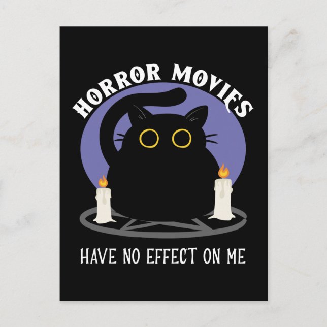 Funny Black Cat Kärlek Horror Movie Vykort (Framsida)