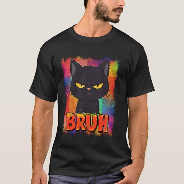 Funny Black Cat Kitten Bruh Meme Sayed Graphic T Shirt (Framsida)