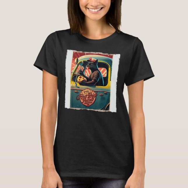 Funny Black Cat Lastbil Driver Hett Hundar för bar T Shirt (Framsida)