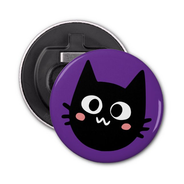 Funny Black Cat Lila Flasköppnare (Framsidan)
