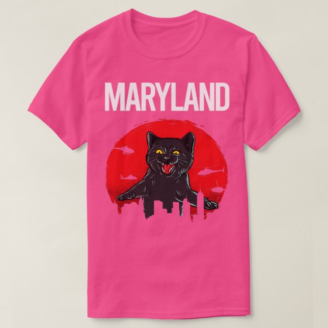 Funny Black Cat Maryland T Shirt (Design framsida)