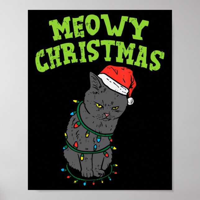 Funny Black Cat Meowy Jul Funny Cat Manar Boys Poster (Framsidan)