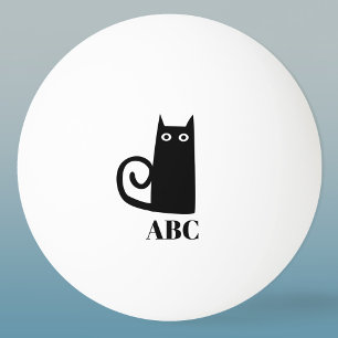 Funny Black Cat Monogram Pingisboll