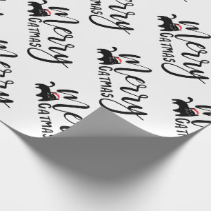Funny Black Cat Mönster Merry Catmas Chrismtas Presentpapper