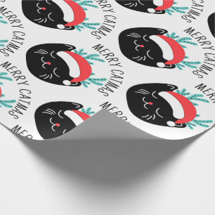 Funny Black Cat Mönster Merry Catmas jul Presentpapper