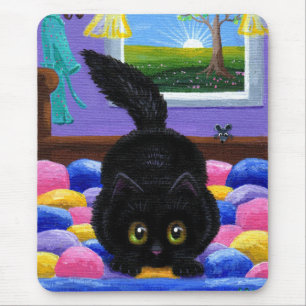 Funny Black Cat Mouse Quilt Musmatta