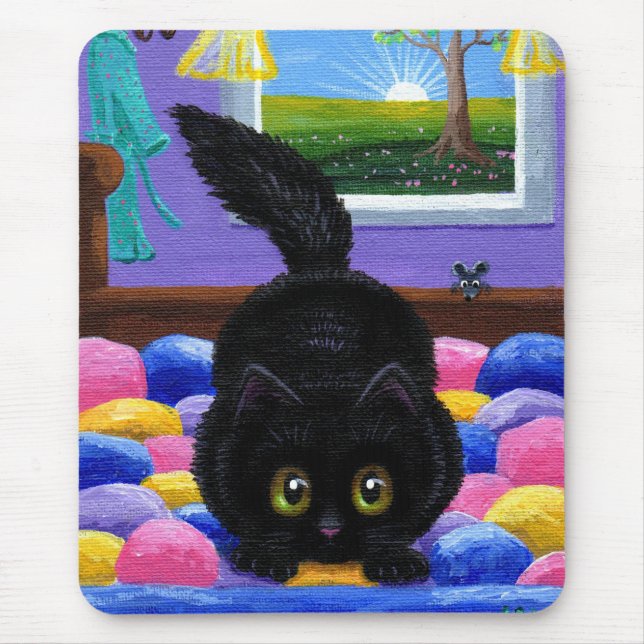 Funny Black Cat Mouse Quilt Musmatta (Framsidan)
