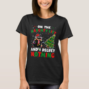 Funny Black Cat Naughty Santa Julafton Women T Shirt