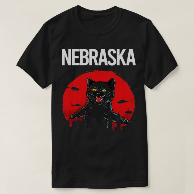 Funny Black Cat Nebraska T Shirt (Design framsida)