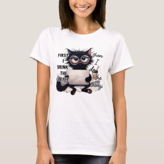 FUNNY BLACK CAT ON THE COMPUTER T SHIRT