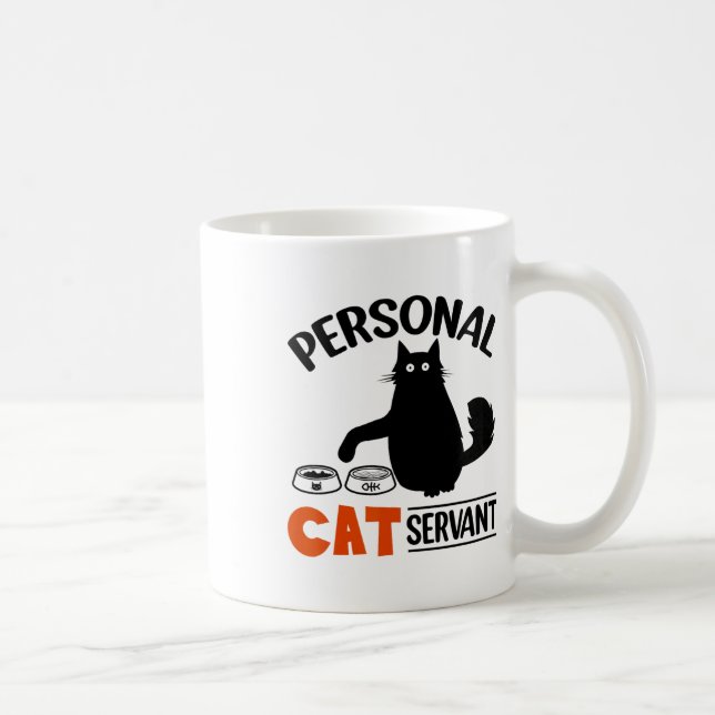 Funny Black Cat Personal Cat Servant Kaffemugg (Höger)