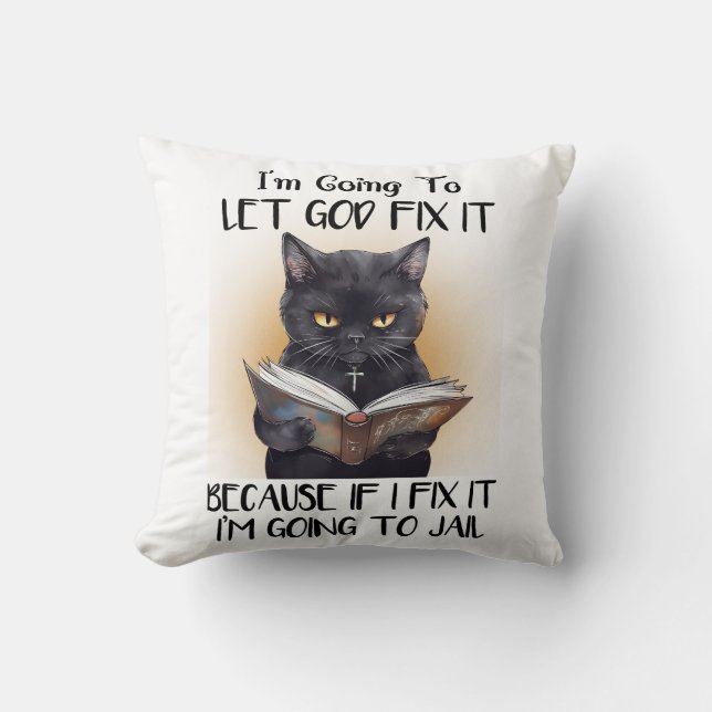 Funny Black Cat Say Kudde (Framsida)