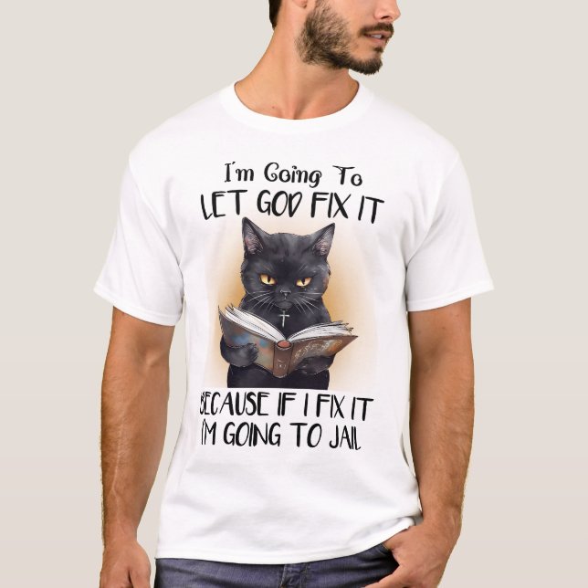 Funny Black Cat Say T Shirt (Framsida)