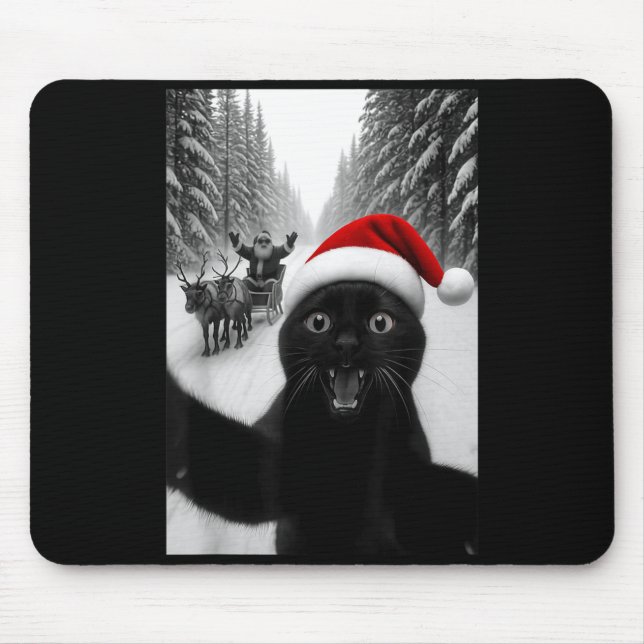 Funny Black Cat Selfie With Santa Christmas Men Wo Musmatta (Framsidan)