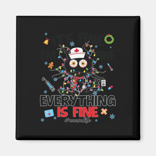 Funny Black Cat sin Bra Allt sjukligt Christma Magnet (Framsidan)