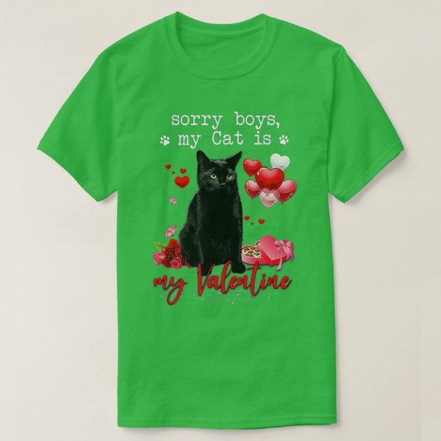 Funny Black Cat Sorry Boy My Cat Is My Valentine K T Shirt (Design framsida)