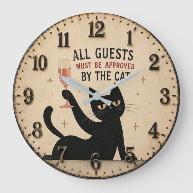 Funny Black Cat  Stor Klocka (Framsida)