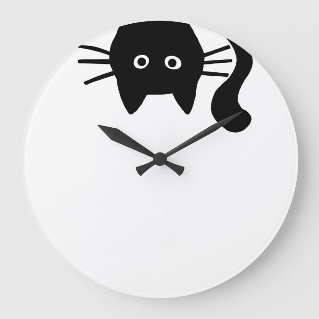 Funny Black Cat Stor Klocka (Framsida)